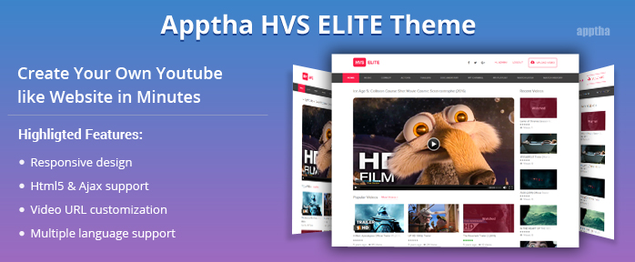 Apptha HVS Elite Theme for Video Sharing Apptha HVS Elite Theme for Video Sharing